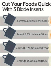 Essentialshouses Light Grey Mandoline Food Slicer, Vegetable Slicer for Kitchen, Mandoline Potato Slicer，Kitchen Food Slicer, 4in1 & Thickness Adjuster Mult