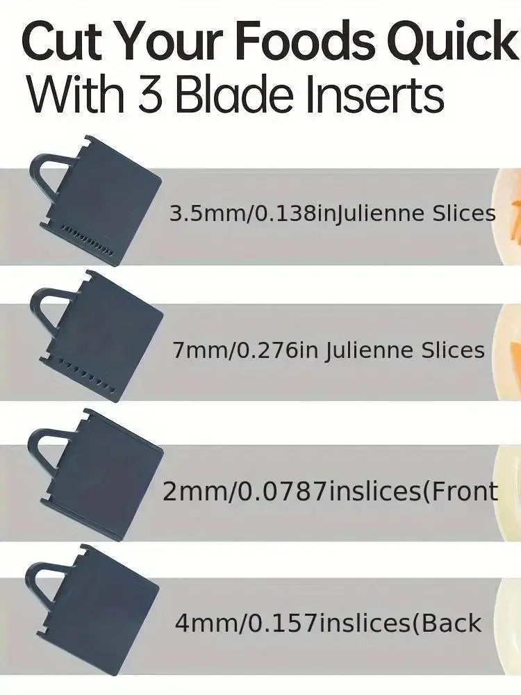Essentialshouses Light Grey Mandoline Food Slicer, Vegetable Slicer for Kitchen, Mandoline Potato Slicer，Kitchen Food Slicer, 4in1 & Thickness Adjuster Mult