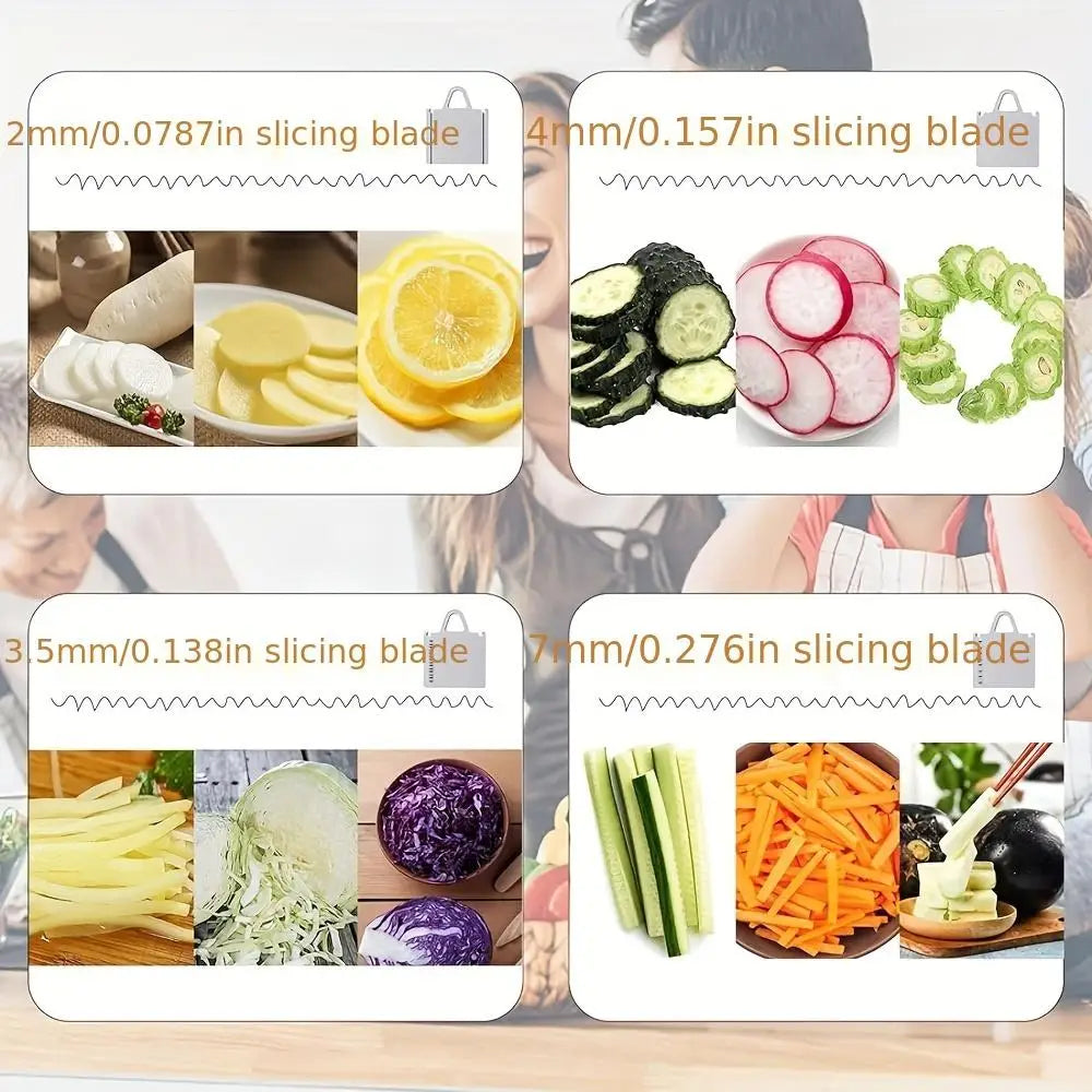 Essentialshouses Light Grey Mandoline Food Slicer, Vegetable Slicer for Kitchen, Mandoline Potato Slicer，Kitchen Food Slicer, 4in1 & Thickness Adjuster Mult