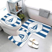 Essentialshouses LK8-4575-220409 (136 / three-piece set 🛁 Dark Blue Nautical Series 3-Piece Bathroom Mat Set – Coastal Comfort & Style