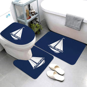 Essentialshouses LK8-4575-220409 (141 / three-piece set 🛁 Dark Blue Nautical Series 3-Piece Bathroom Mat Set – Coastal Comfort & Style