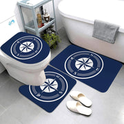 Essentialshouses LK8-4575-220409 (143 / three-piece set 🛁 Dark Blue Nautical Series 3-Piece Bathroom Mat Set – Coastal Comfort & Style