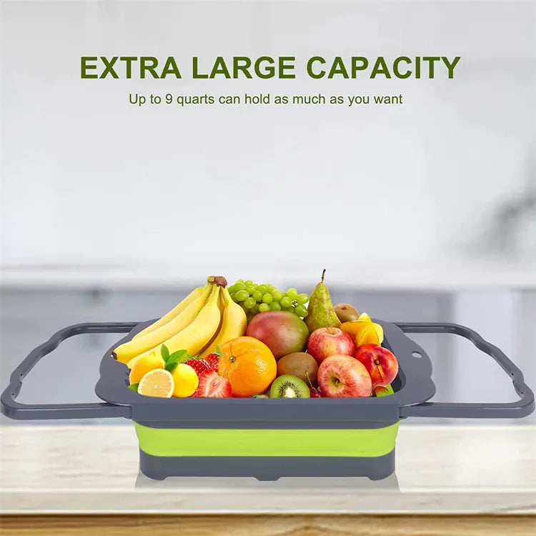 Essentialshouses LMETJMA Collapsible Colander with Extendable Handles Colander Strainer Over The Sink Vegetable Fruit Colanders Strainers JT40