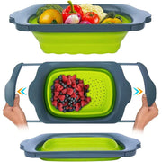 Essentialshouses LMETJMA Collapsible Colander with Extendable Handles Colander Strainer Over The Sink Vegetable Fruit Colanders Strainers JT40