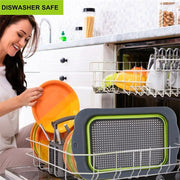 Essentialshouses LMETJMA Collapsible Colander with Extendable Handles Colander Strainer Over The Sink Vegetable Fruit Colanders Strainers JT40