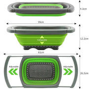 Essentialshouses LMETJMA Collapsible Colander with Extendable Handles Colander Strainer Over The Sink Vegetable Fruit Colanders Strainers JT40