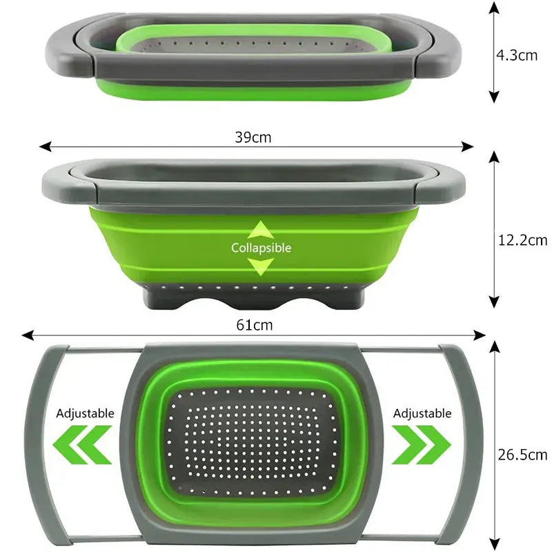 Essentialshouses LMETJMA Collapsible Colander with Extendable Handles Colander Strainer Over The Sink Vegetable Fruit Colanders Strainers JT40