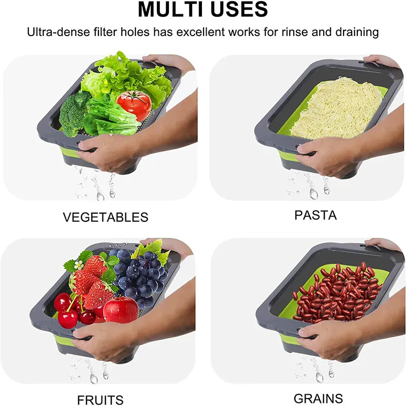 Essentialshouses LMETJMA Collapsible Colander with Extendable Handles Colander Strainer Over The Sink Vegetable Fruit Colanders Strainers JT40
