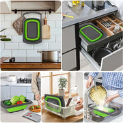 Essentialshouses LMETJMA Collapsible Colander with Extendable Handles Colander Strainer Over The Sink Vegetable Fruit Colanders Strainers JT40