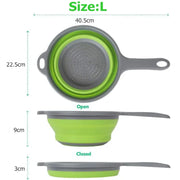 Essentialshouses LMETJMA Silicone Collapsible Colander with Handle Kitchen Folding Strainer Colander for Draining Pasta Vegetable Fruit JT111