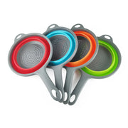 Essentialshouses LMETJMA Silicone Collapsible Colander with Handle Kitchen Folding Strainer Colander for Draining Pasta Vegetable Fruit JT111