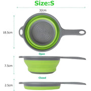 Essentialshouses LMETJMA Silicone Collapsible Colander with Handle Kitchen Folding Strainer Colander for Draining Pasta Vegetable Fruit JT111