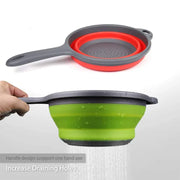 Essentialshouses LMETJMA Silicone Collapsible Colander with Handle Kitchen Folding Strainer Colander for Draining Pasta Vegetable Fruit JT111