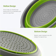 Essentialshouses LMETJMA Silicone Collapsible Colander with Handle Kitchen Folding Strainer Colander for Draining Pasta Vegetable Fruit JT111