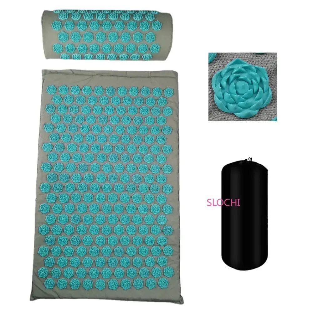 Essentialshouses Lotus blue set Acupuncture Massage Yoga Mat