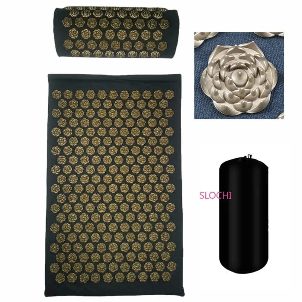Essentialshouses Lotus gold set Acupuncture Massage Yoga Mat