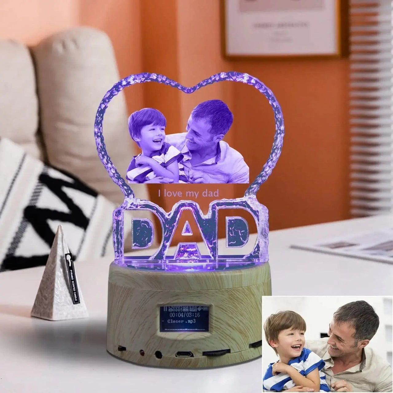 Love Crystal Picture Text Night Light - Essentialshouses