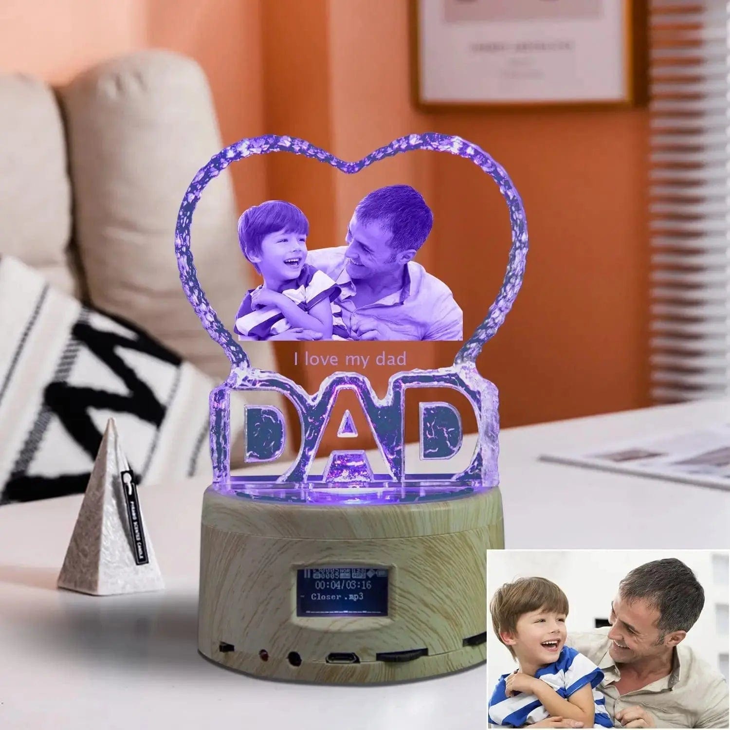 Love Crystal Picture Text Night Light - Essentialshouses