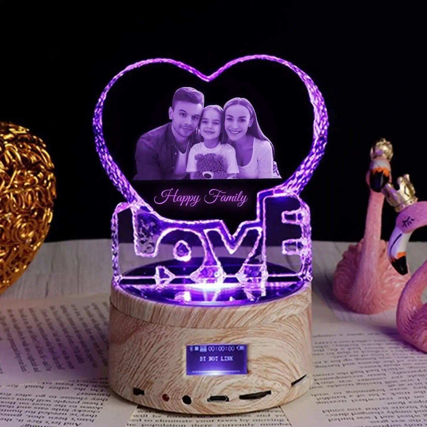 Love Crystal Picture Text Night Light - Essentialshouses