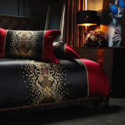 Essentialshouses Luxury Black Red Silk Satin Bedding Set