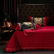 Essentialshouses Luxury Black Red Silk Satin Bedding Set
