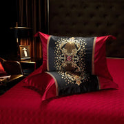 Essentialshouses Luxury Black Red Silk Satin Bedding Set