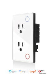 Essentialshouses Melery Tuya Zigbee Smart Wall Socket US Electrical Monitoring Plug Glass Panel Outlet Timer App Remote by Google Home Alexa