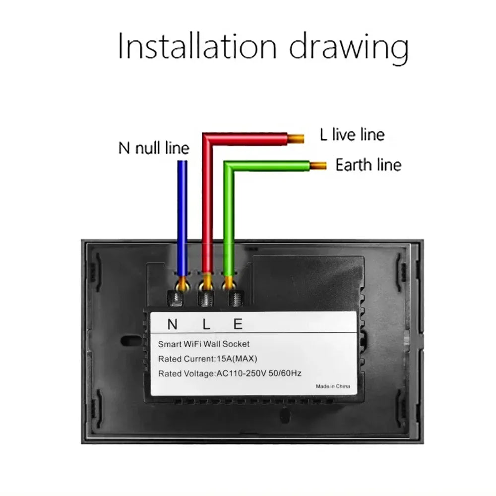 Essentialshouses Melery Tuya Zigbee Smart Wall Socket US Electrical Monitoring Plug Glass Panel Outlet Timer App Remote by Google Home Alexa
