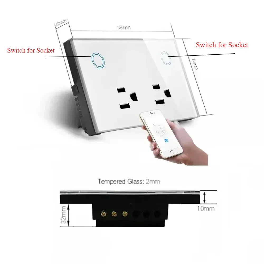 Essentialshouses Melery Tuya Zigbee Smart Wall Socket US Electrical Monitoring Plug Glass Panel Outlet Timer App Remote by Google Home Alexa