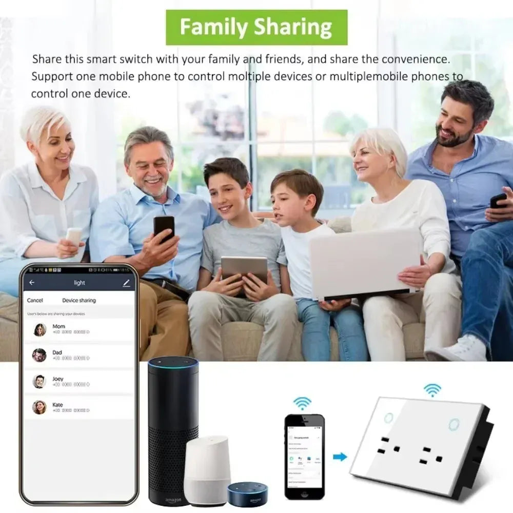 Essentialshouses Melery Tuya Zigbee Smart Wall Socket US Electrical Monitoring Plug Glass Panel Outlet Timer App Remote by Google Home Alexa