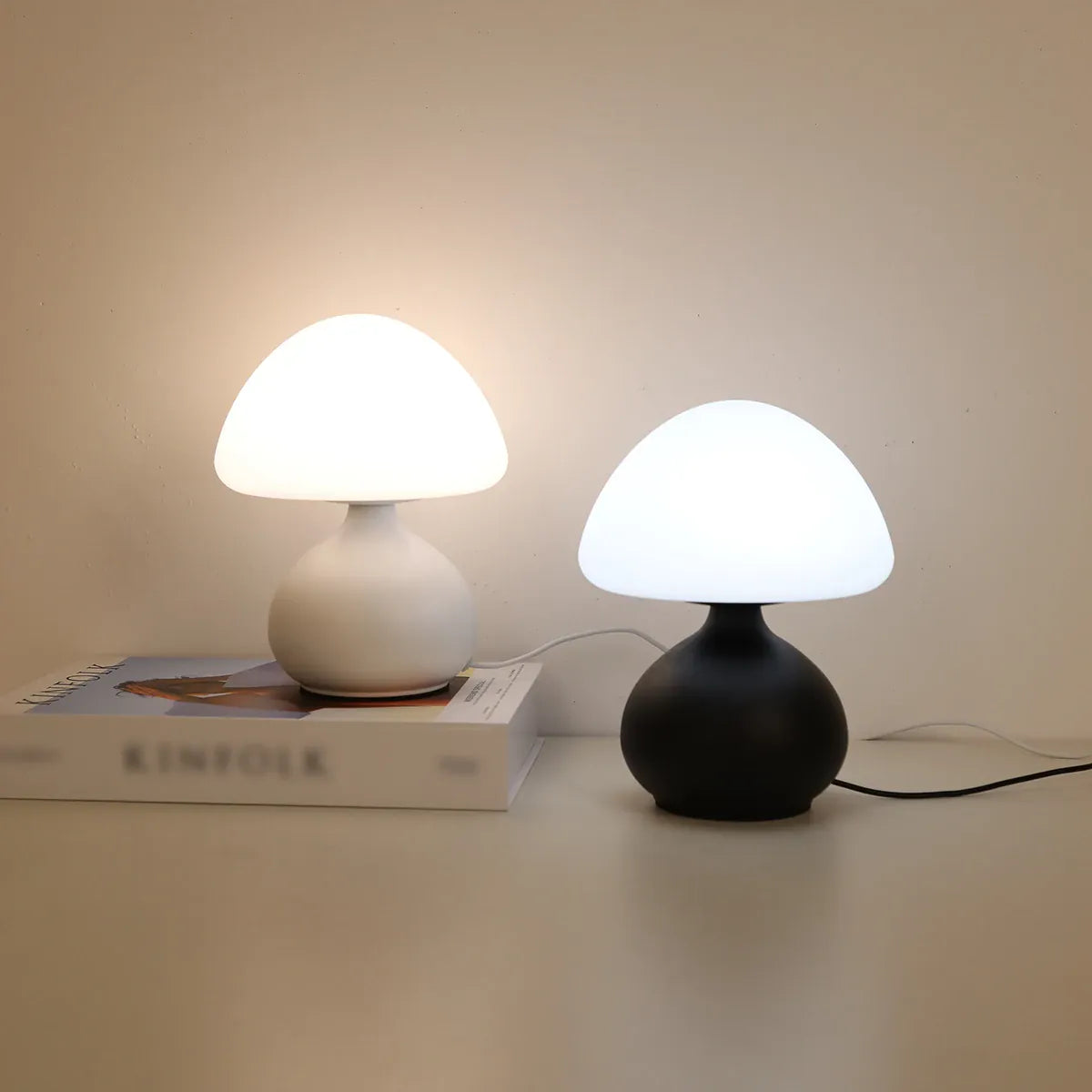 Essentialshouses Modern minimalist mushroom table lamp with three color switching and infinite dimming for home decoration atmosphere table lamp