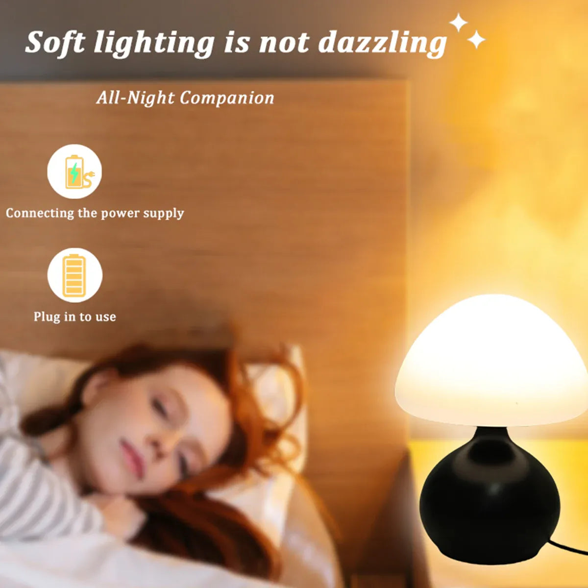 Essentialshouses Modern minimalist mushroom table lamp with three color switching and infinite dimming for home decoration atmosphere table lamp