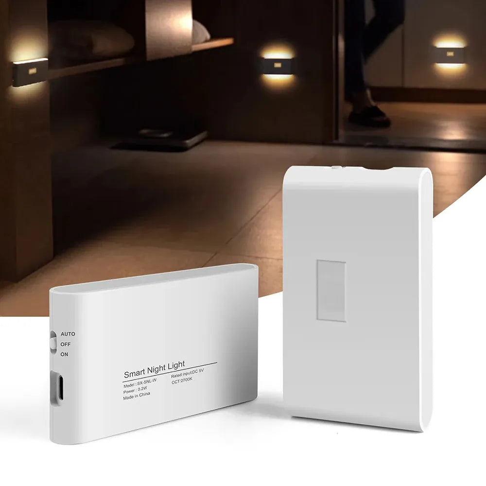Essentialshouses Motion Sensor Smart Led Night Light, Square Lens Eye Protection Bedside Lamp,for Wardrobe,Living Room,Bedroom,Staircase,Camping