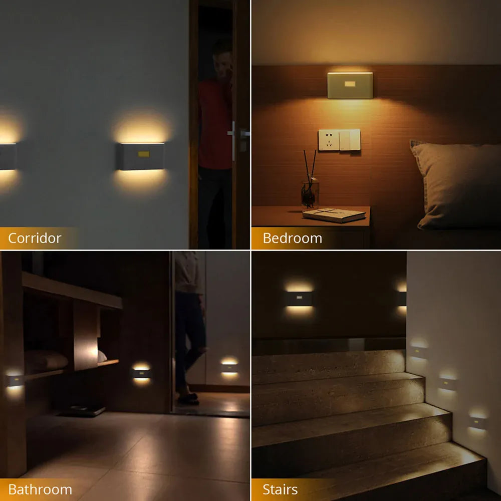 Essentialshouses Motion Sensor Smart Led Night Light, Square Lens Eye Protection Bedside Lamp,for Wardrobe,Living Room,Bedroom,Staircase,Camping