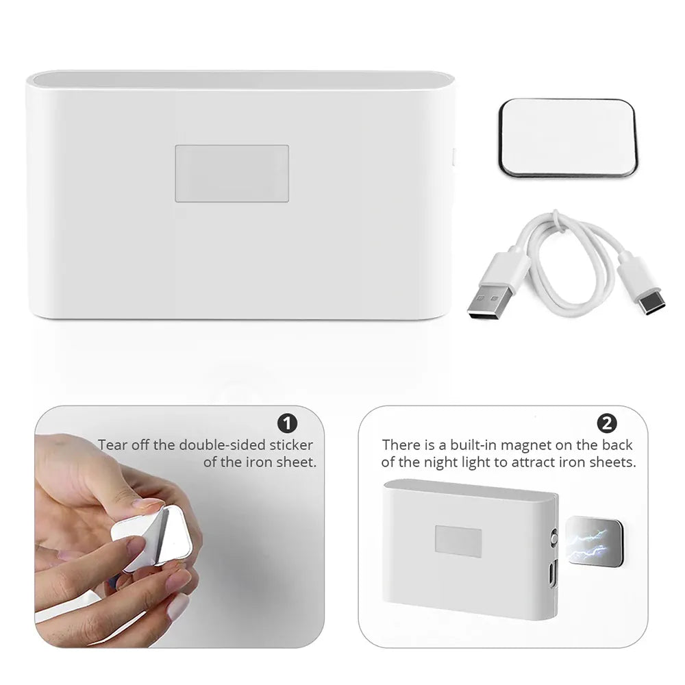 Essentialshouses Motion Sensor Smart Led Night Light, Square Lens Eye Protection Bedside Lamp,for Wardrobe,Living Room,Bedroom,Staircase,Camping