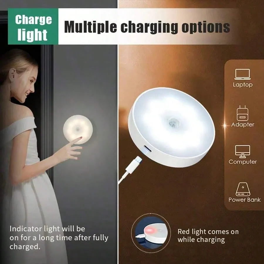 Essentialshouses Motion Sensor Step Light, USB Rechargeable Wireless LED Floor Lamp for Indoor Stairs Hallway Wardrobe Auto On/Off Night Lighting