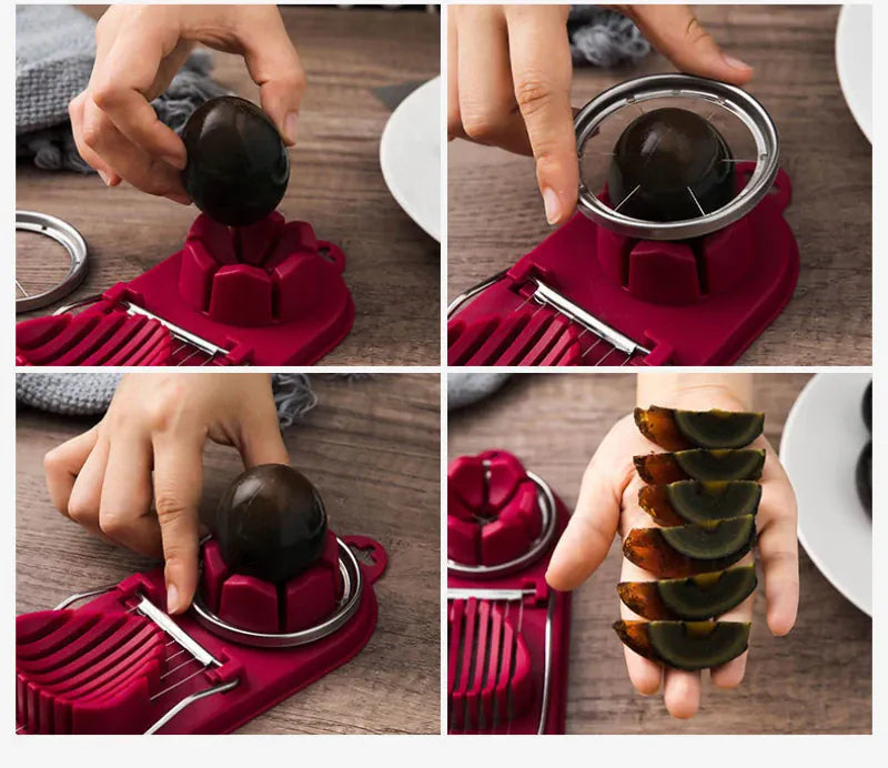 Essentialshouses Multifunctional PP Base egg cutter 2-in-1 stainless steel wire pull egg cutter for hanging high-quality kitchen accessory tools