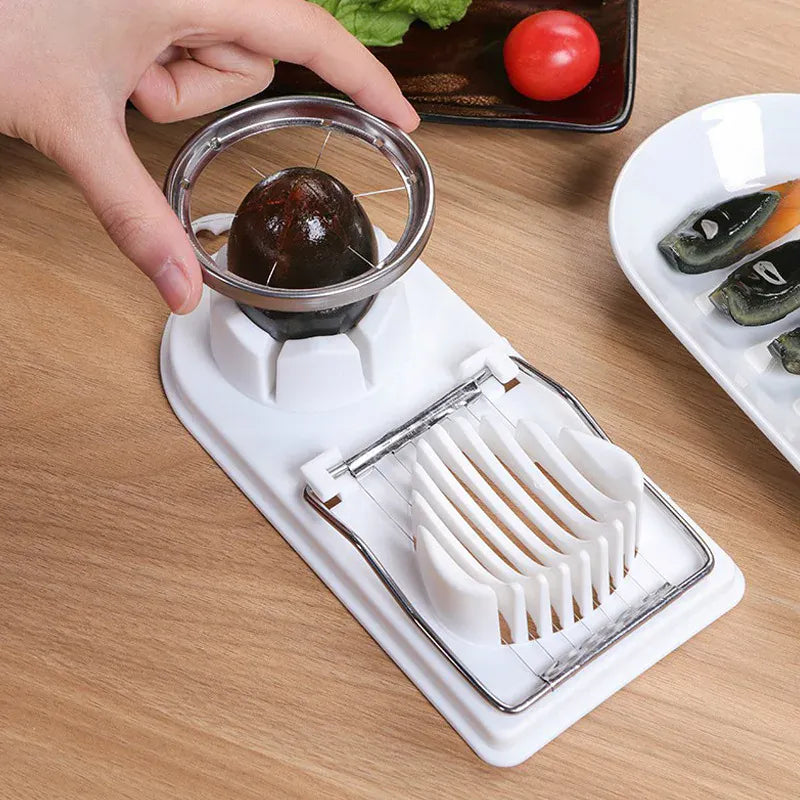 Essentialshouses Multifunctional PP Base egg cutter 2-in-1 stainless steel wire pull egg cutter for hanging high-quality kitchen accessory tools