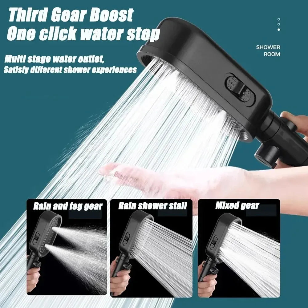 Essentialshouses New 3 Modes Shower Head High Pressure Spa Water Saving Hand-Held Water Purifier Filter Hose Bathroom Faucet Mixer Accessories