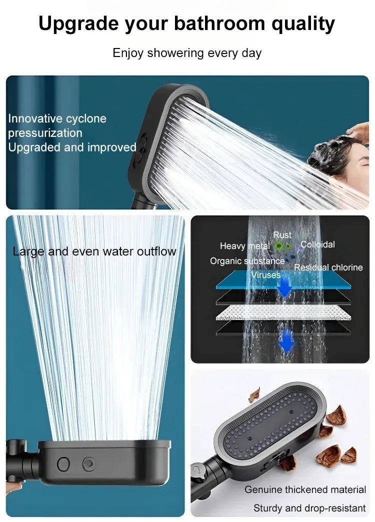 Essentialshouses New 3 Modes Shower Head High Pressure Spa Water Saving Hand-Held Water Purifier Filter Hose Bathroom Faucet Mixer Accessories