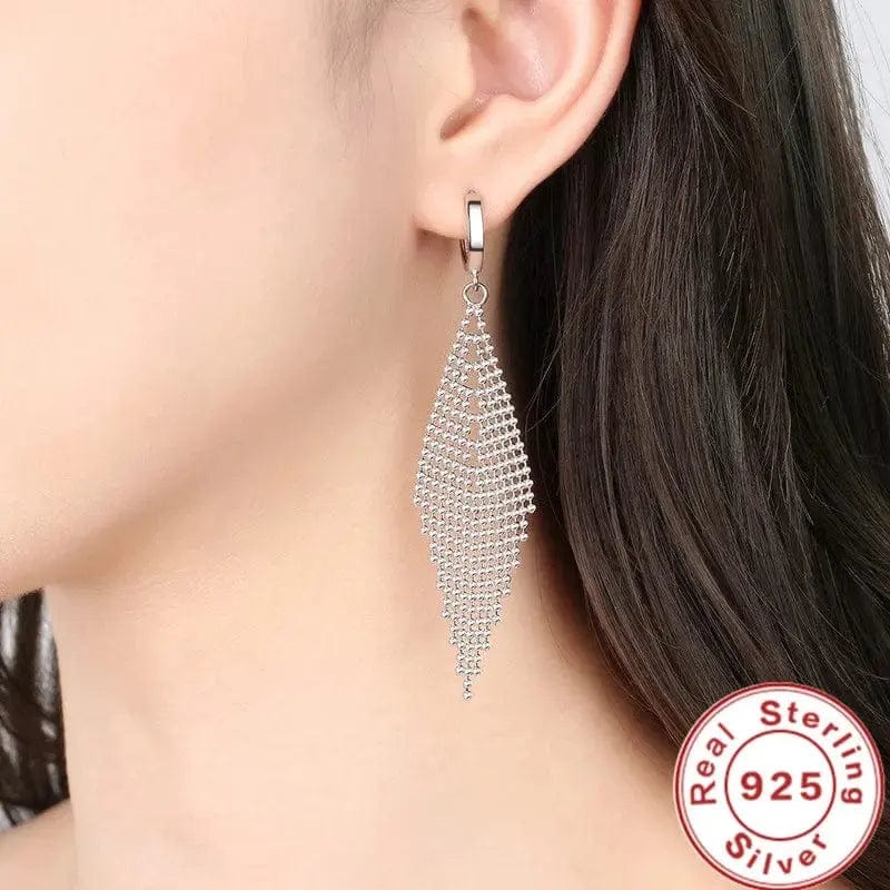 Essentialshouses New 925 Sterling Silver Long Earrings