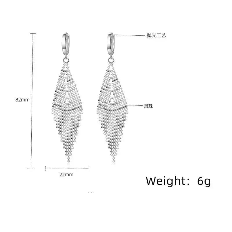 Essentialshouses New 925 Sterling Silver Long Earrings