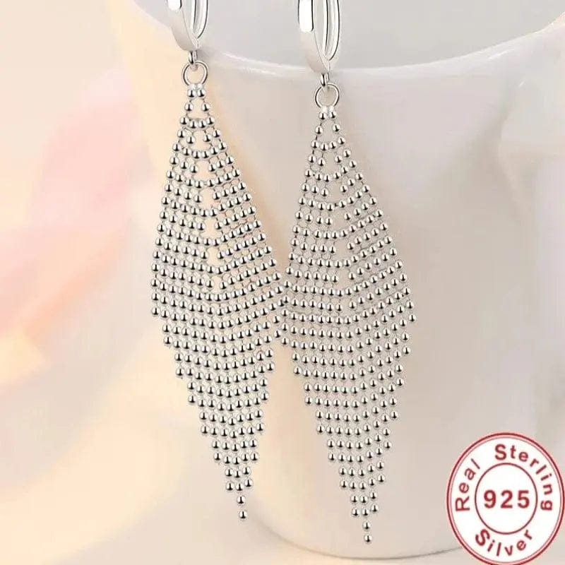 Essentialshouses New 925 Sterling Silver Long Earrings