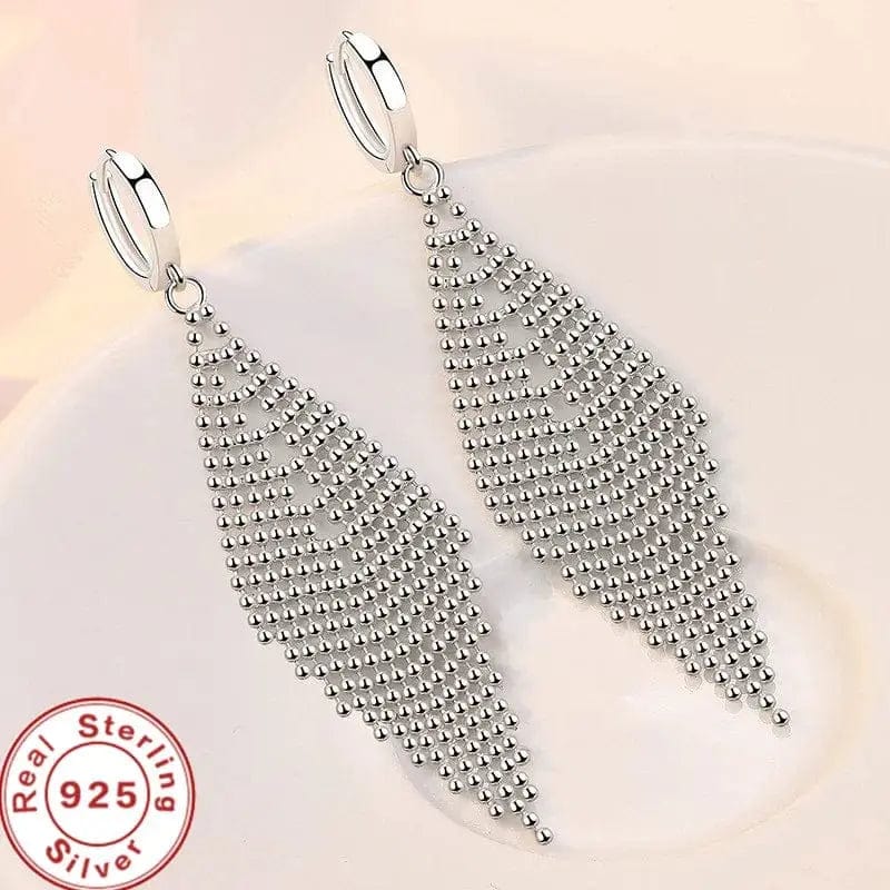 Essentialshouses New 925 Sterling Silver Long Earrings