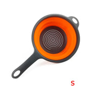 Essentialshouses Orange S LMETJMA Silicone Collapsible Colander with Handle Kitchen Folding Strainer Colander for Draining Pasta Vegetable Fruit JT111