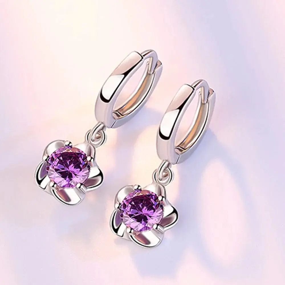 Essentialshouses Pattern Purple White Zircon Earrings