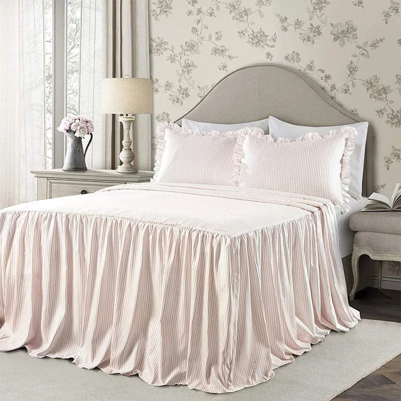 Essentialshouses Pink / 200x230cm Bedding Lotus Leaf Lace Bed Skirt