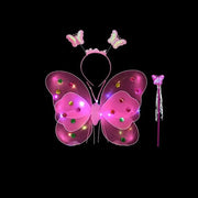 Essentialshouses pink-3pcs Girls Luminous Angel Wings Skirt Light Suit