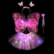 Essentialshouses pink-4pcs Girls Luminous Angel Wings Skirt Light Suit