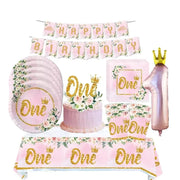 Essentialshouses Pink Flower Crown Disposable Tableware